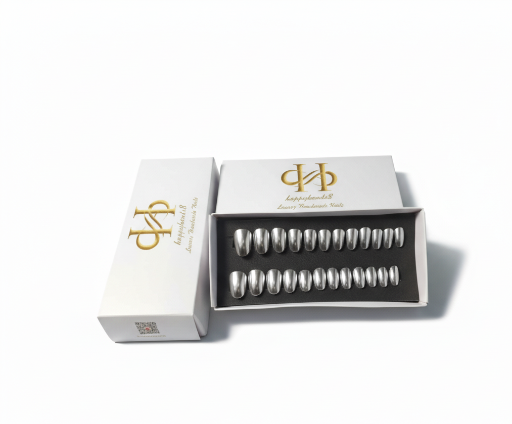 Silver chrome nail, square short size happy hands8 collection