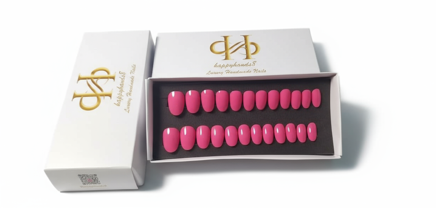 24 Pink solid Nails in Box set Happyhands8