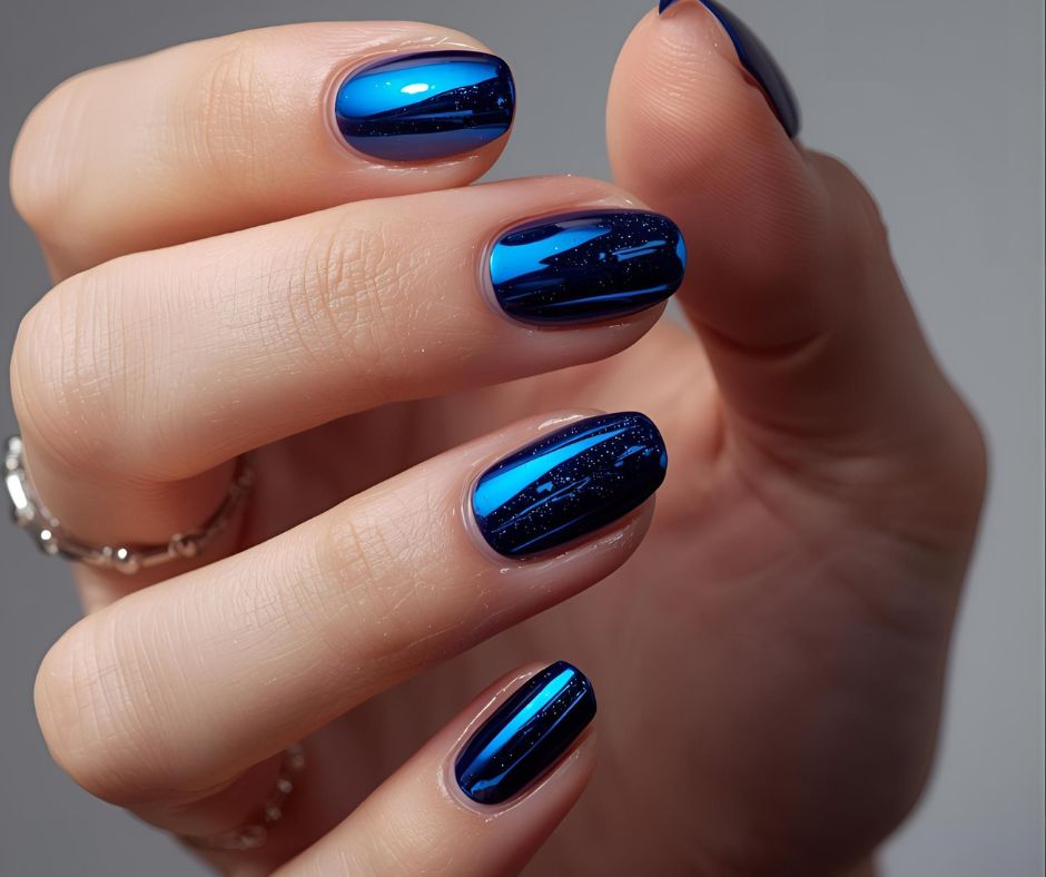Electric Blue - Salon ready manicure Fake extensions Presson sticky artificial nails from happyhands8
