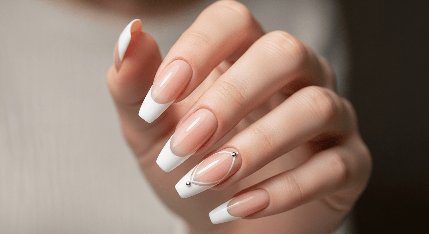 French Nail -Salon ready manicure Fake extensions Presson sticky artificial nails from happyhands8