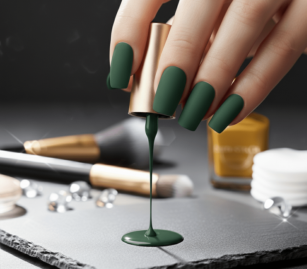 Green Matte - Salon ready manicure Fake extensions Press on sticky artificial nails from happyhands8 look your hands happy