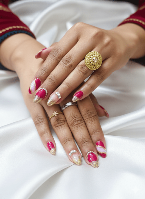 Luxury Salon ready manicure Fake extensions Press on sticky artificial nails from happyhands8