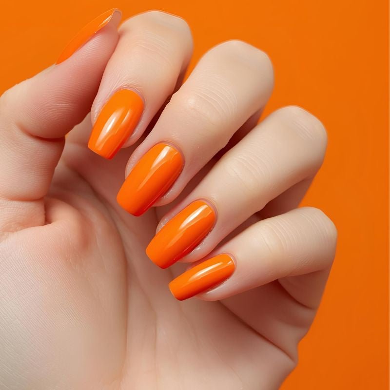 Orange Solid  Nails - HappyHands8-HH8