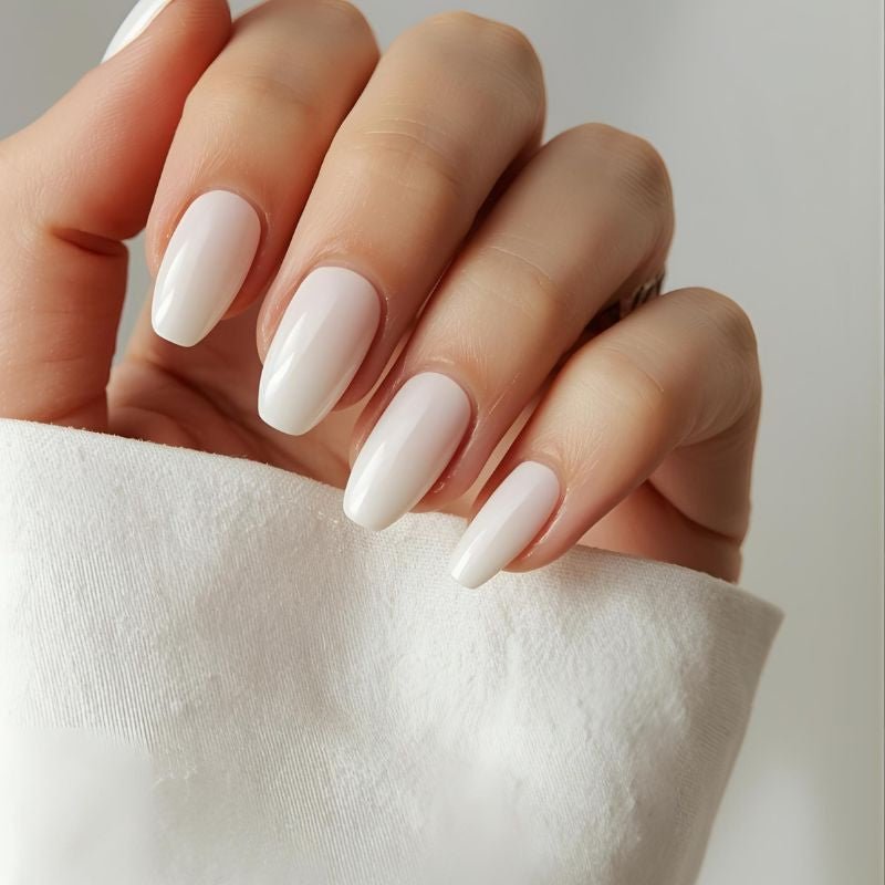 Subtle corporate style Salon ready manicure Fake extensions Presson sticky artificial nails from happyhands8