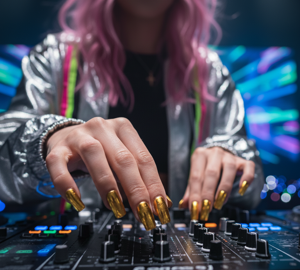Golden Chrome Nails - HH8