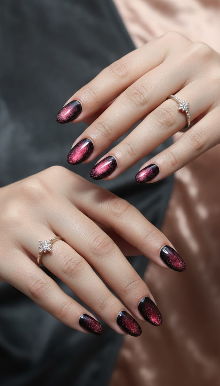 Red Cat Eye Nails HappyHands8