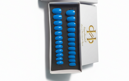 Blue Subtle Fake Press on Artifical Nails tips on Happyhands8